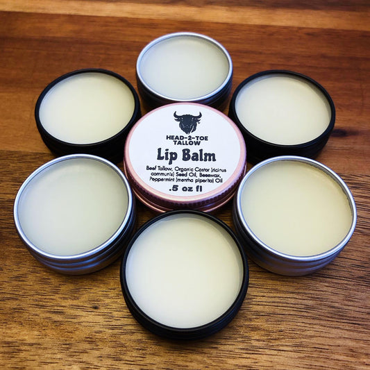 Stocking Stuffer Bundle! Peppermint Tallow Lip Balms (7). Assorted tin colors.